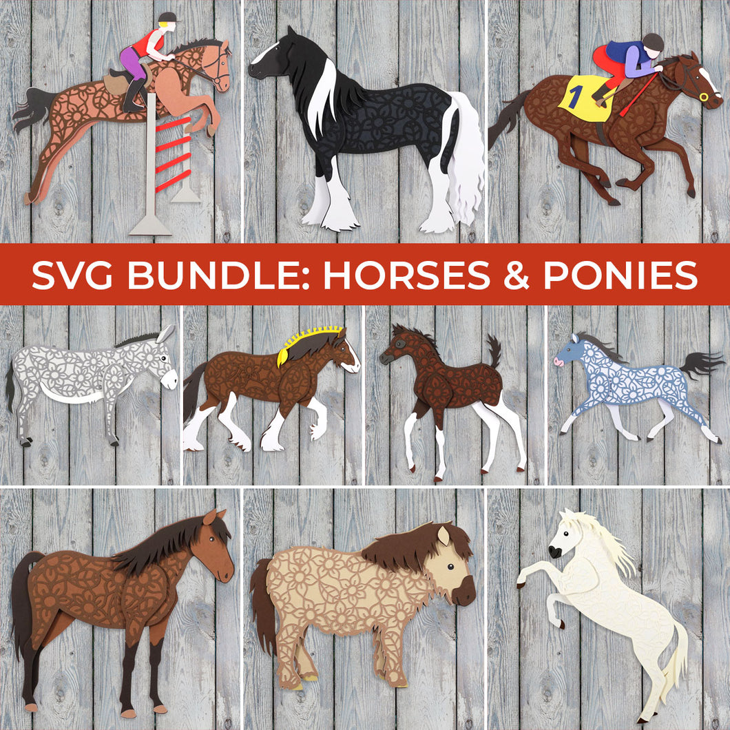SVG BUNDLE: Layered Horses & Ponies