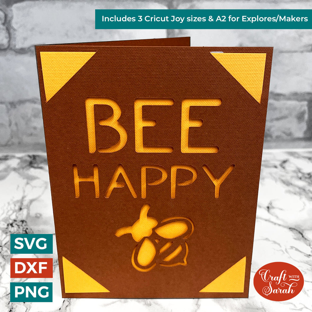 Bee Happy Greetings Card | Bumblebee Cricut Joy Insert Card