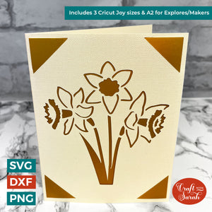 Daffodils Greetings Card | Spring Daffodil Flowers Cricut Joy Insert Card
