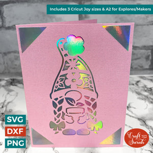 Spring Gnome Greetings Card | Female Gnome Cricut Joy Insert Card