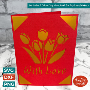 With Love Greetings Card | Spring Tulip Flowers Cricut Joy Insert Card