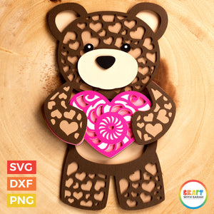 FREE Teddy Bear Heart SVG Valentine cut file - Craft House SVG