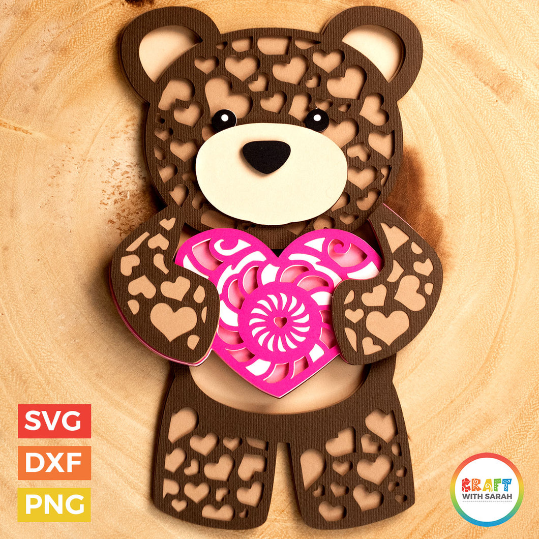 Teddy Bear SVG | Layered Valentine's Day Teddy Cutting File