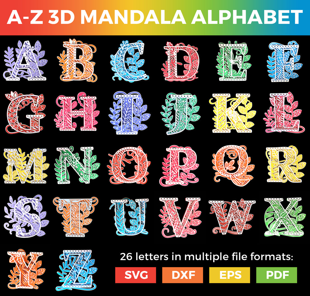 Full A-Z Alphabet - 3D Layered Alphabet SVGs