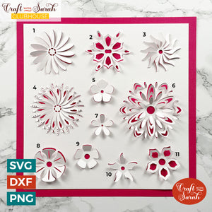 Popout Flower Shapes SVG | "Cut & Fold" Flowers Cutting File