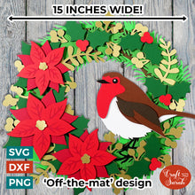 Load image into Gallery viewer, Christmas Robin Wreath Layered SVG | Giant Off-the-Mat Wreath
