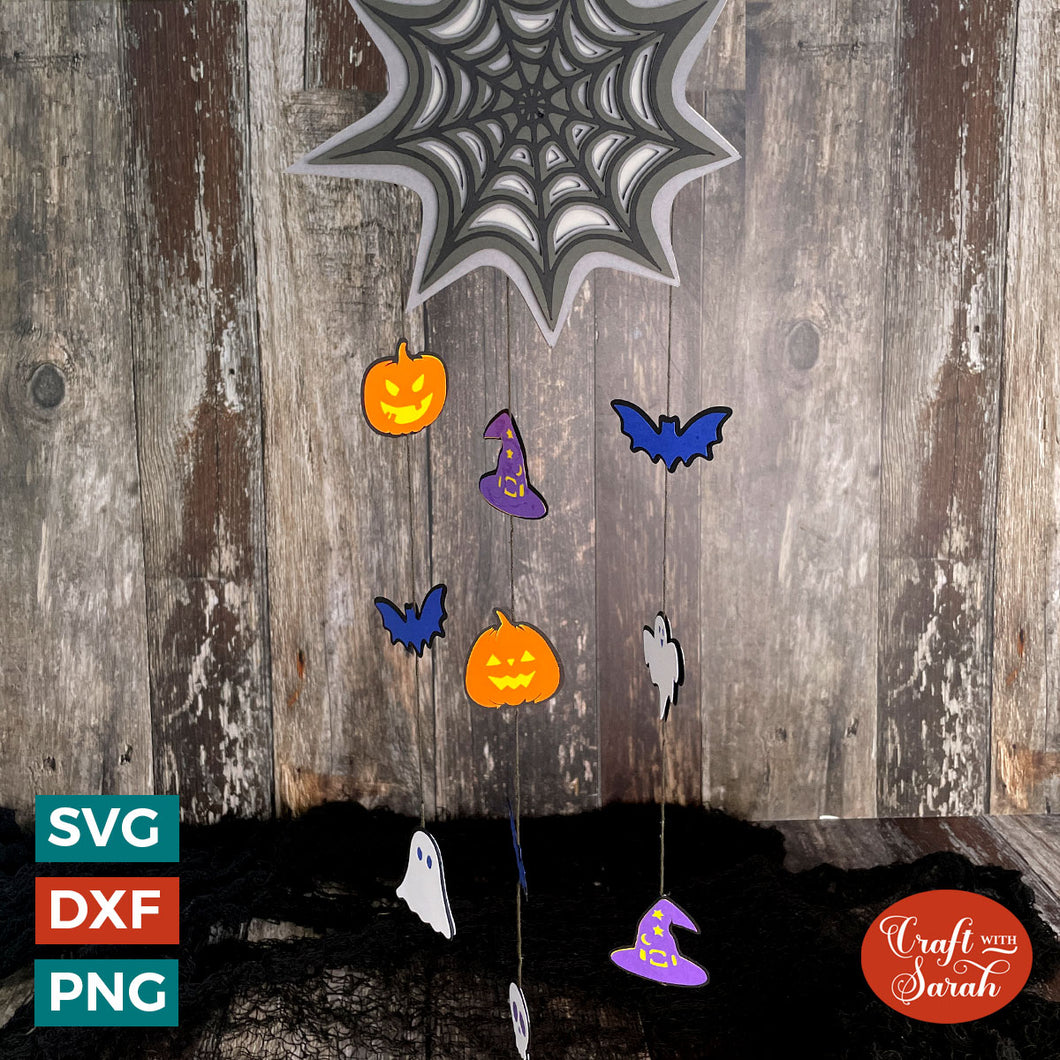 Hanging Spider Web SVG | Spooky Halloween Dreamcatcher SVG