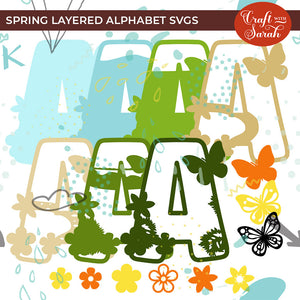 Spring Layered Alphabet | A-Z & 0-9 Alphabet SVGs