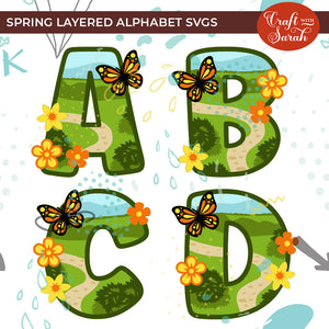 Spring Layered Alphabet | A-Z & 0-9 Alphabet SVGs