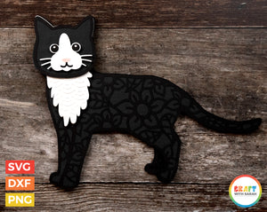 Tuxedo Cat Layered SVG | Layered Tuxedo Cat Cutting File